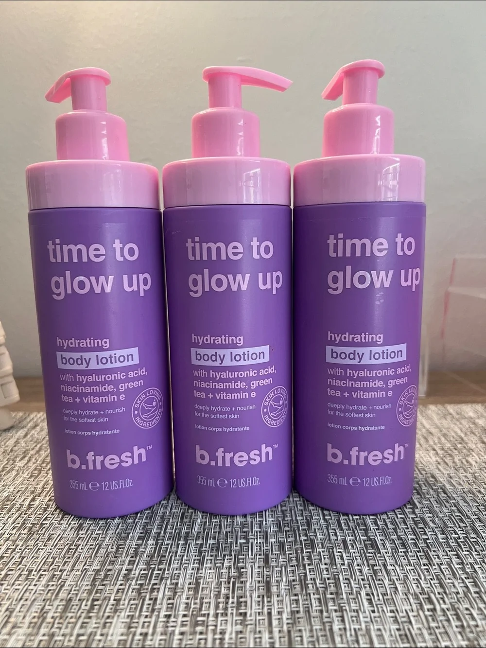 B.fresh Time to Glow Up Hydrating Body Lotion - 12oz lot of 3